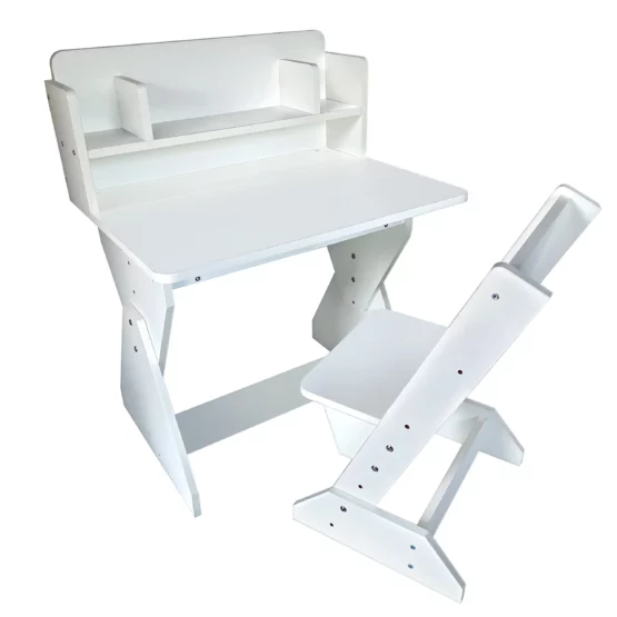 Дитяча парта зі стільчиком, з регулюванням висоти (білий колір)