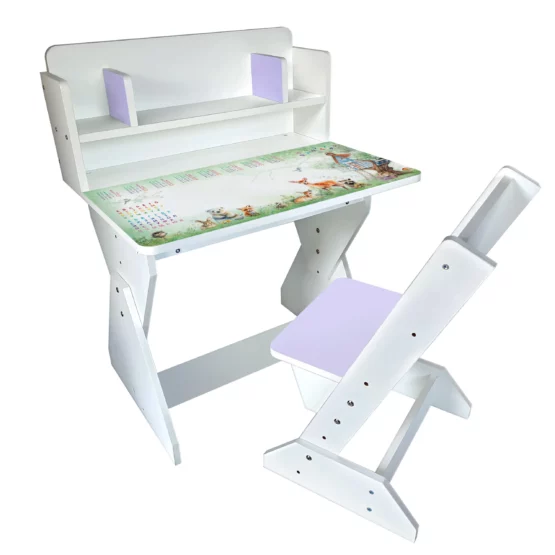Столик дитячий зі стільчиком (біло-лавандовий колір)